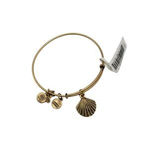 Alex & Ani Seashell Charm Russian Gold Tone Expandable Bangle Bracelet NWT